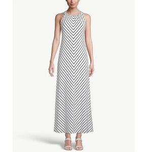 Chico's Black and White Striped Stretch Knit Maxi Dress